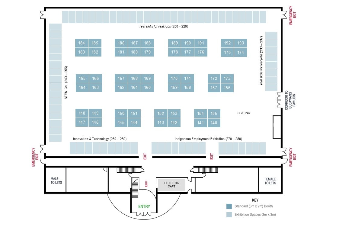 floor plan of the Coorong pavilion for the Canberra CareersXpo