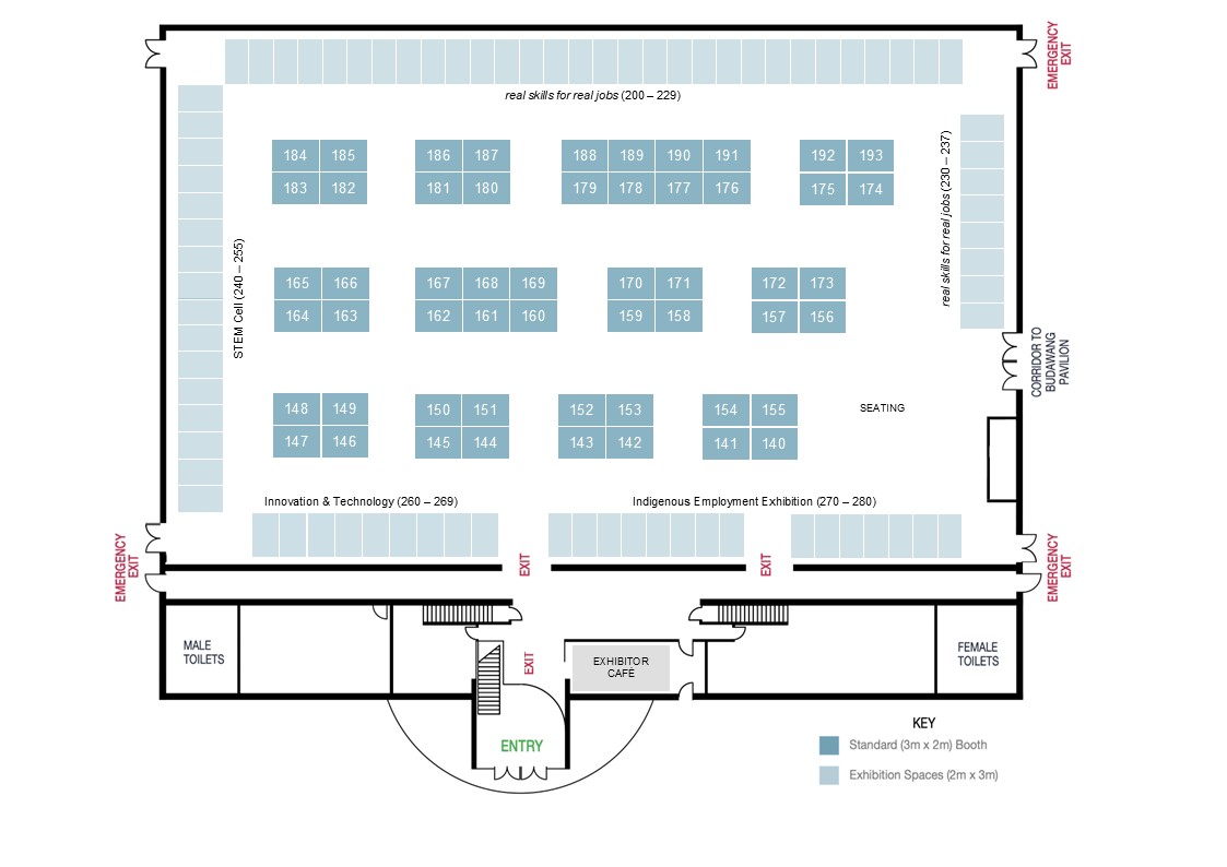 floor plan of the Coorong pavilion for the Canberra CareersXpo